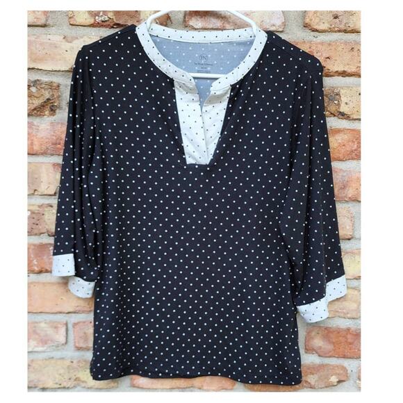 Flora Nikrooz Black White Polka Dot Pajama Top Small - Picture 3 of 8